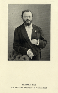 105039 Portret van Richard Hol, geboren Amsterdam 23 juli 1825, directeur van de Muziekschool te Utrecht, directeur van ...